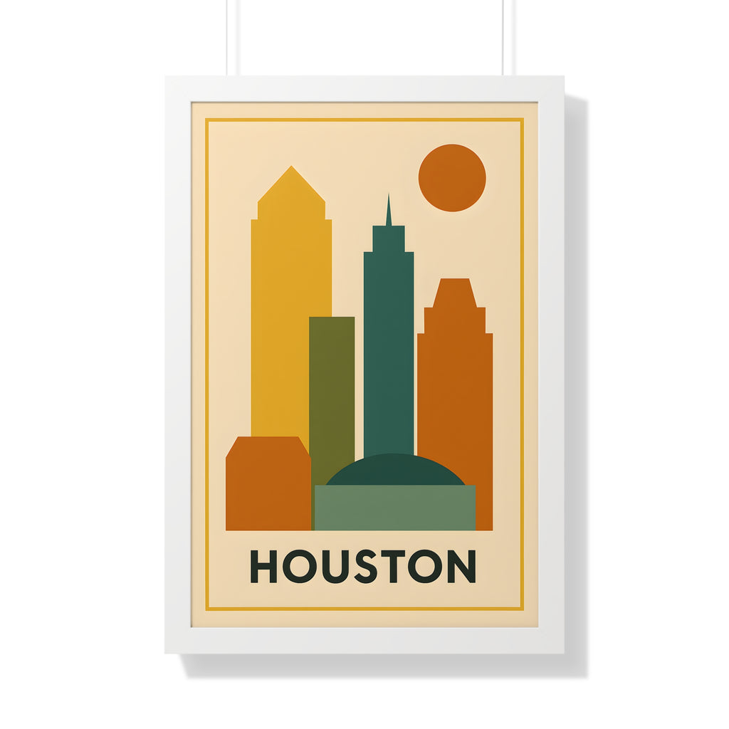 Houston — Retro Skyline Print