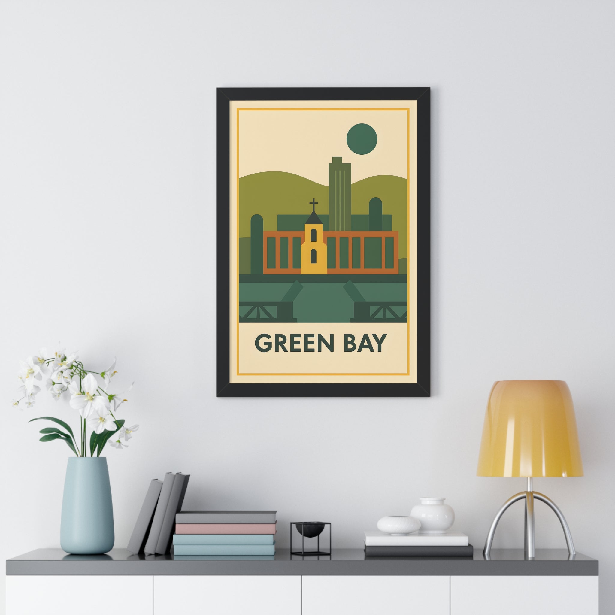Green Bay — Retro Skyline Print