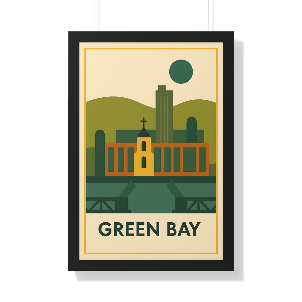 Green Bay — Retro Skyline Print