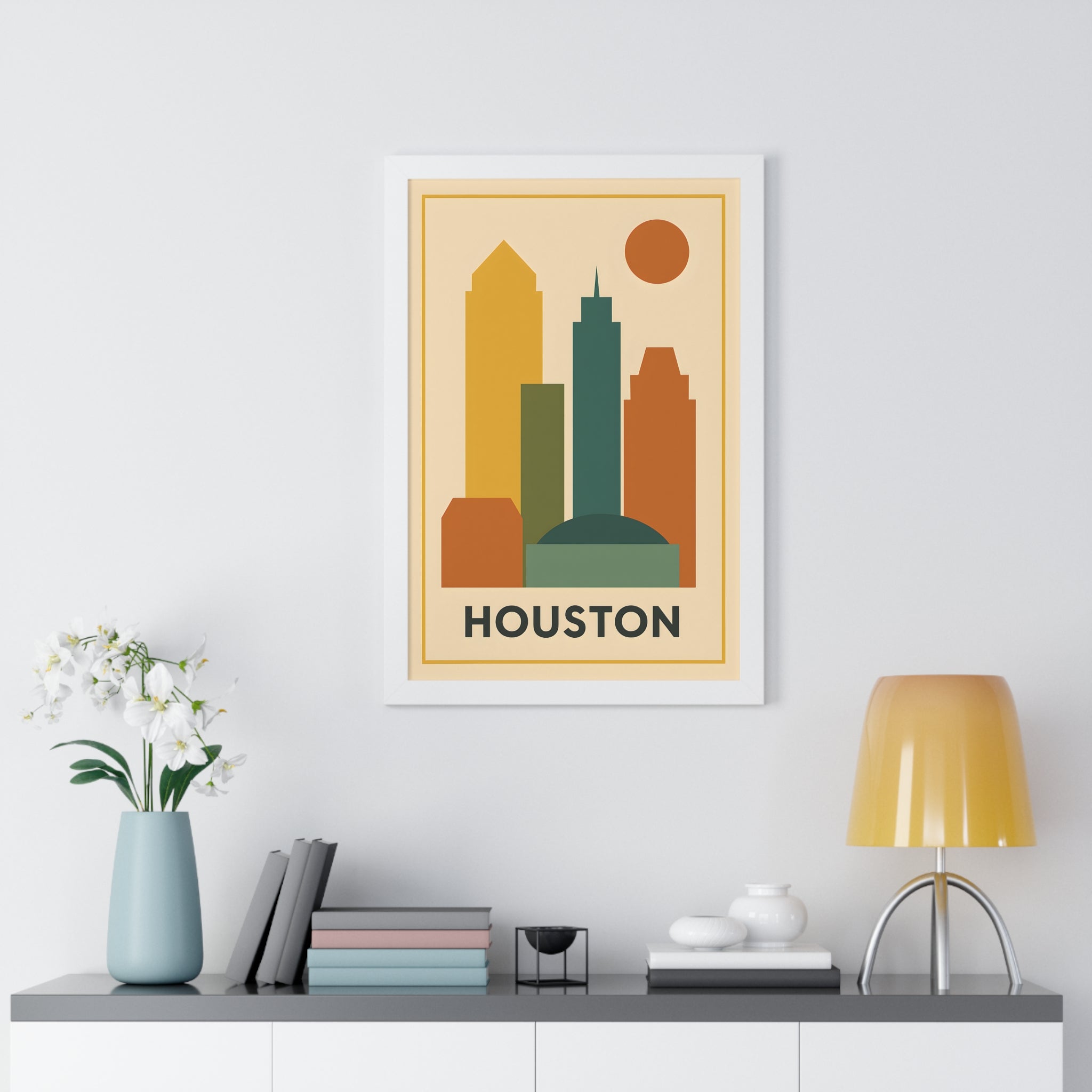 Houston — Retro Skyline Print