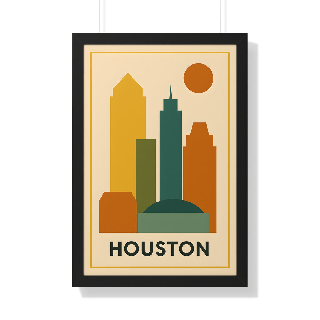 Houston — Retro Skyline Print