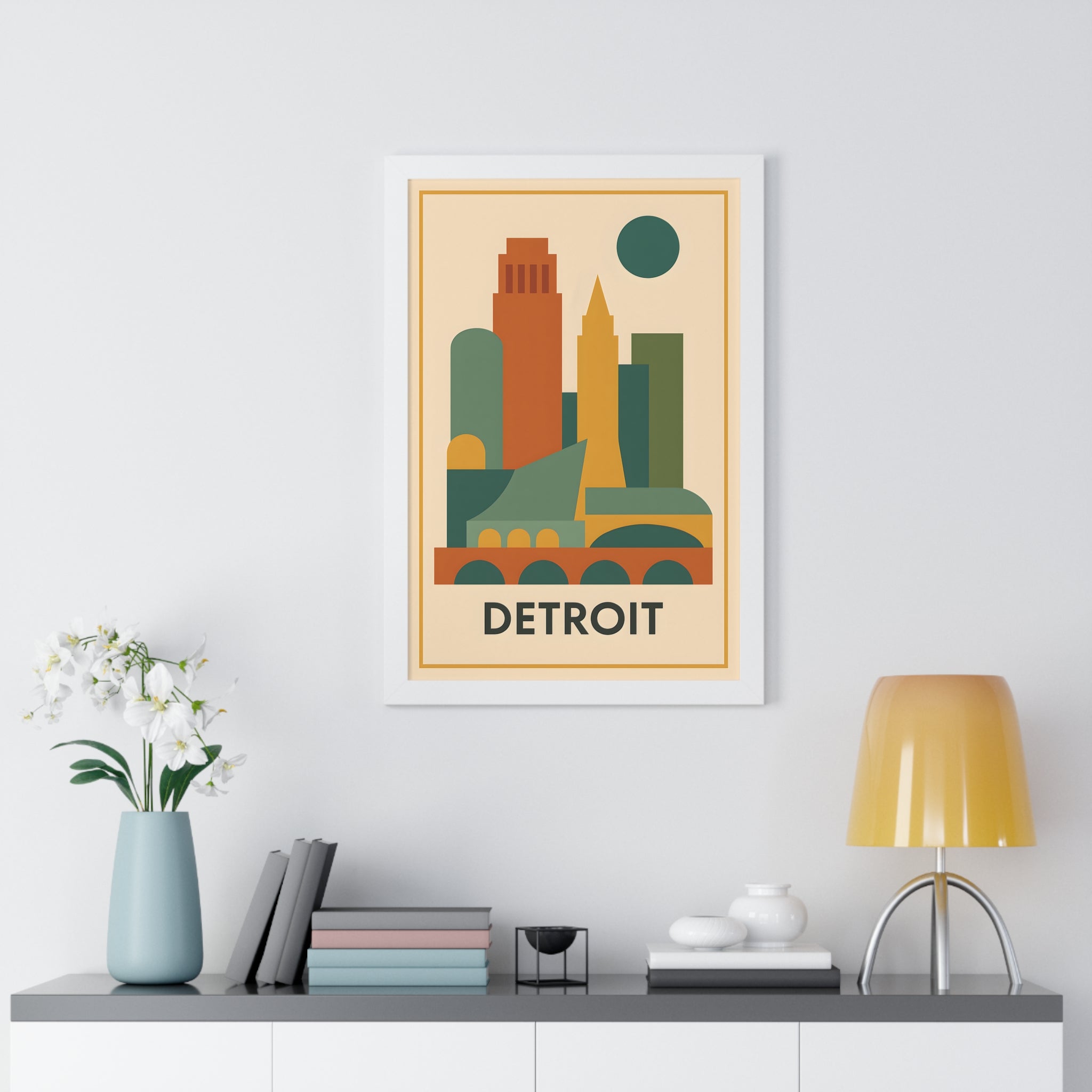 Detroit — Retro Skyline Print