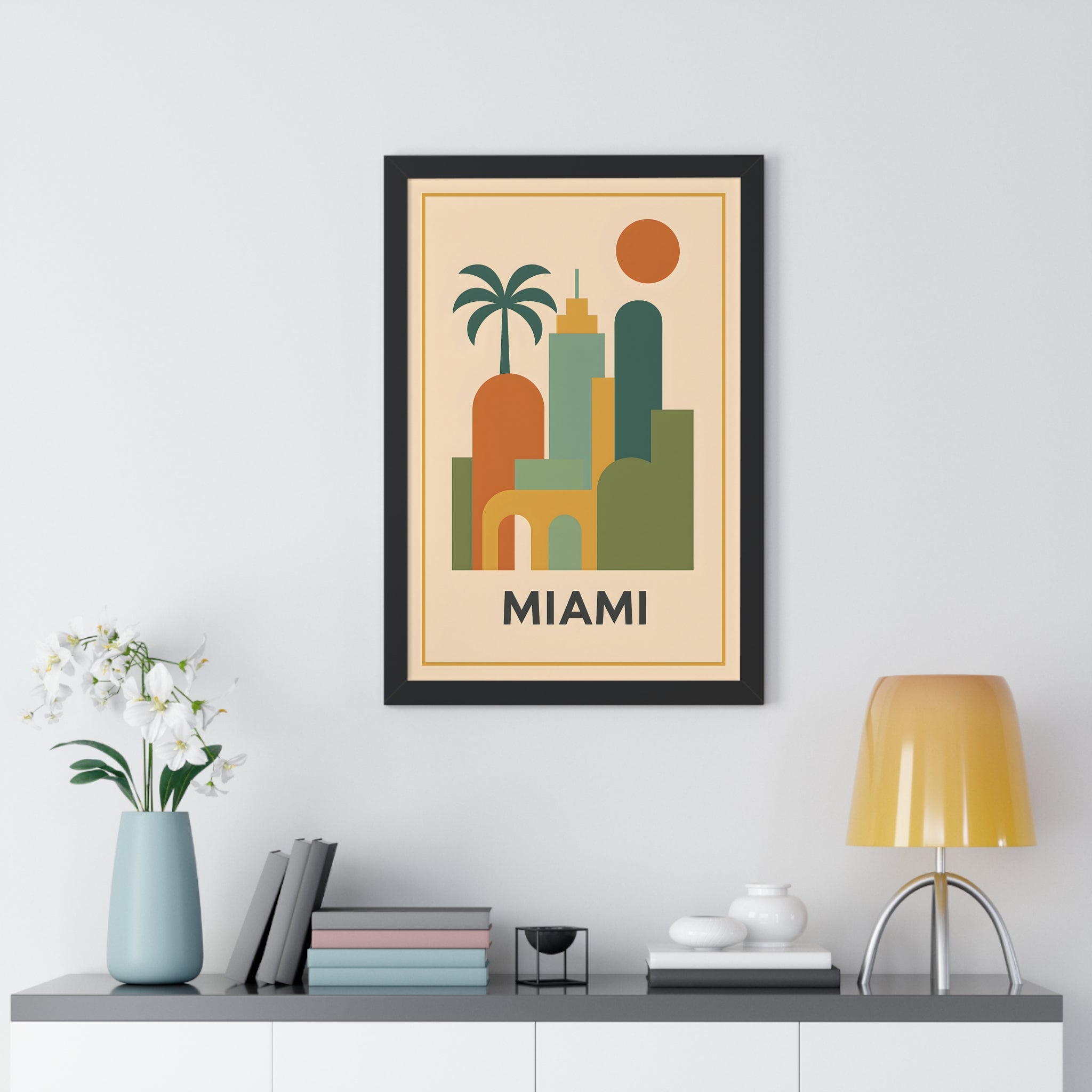 Miami — Retro Skyline Print