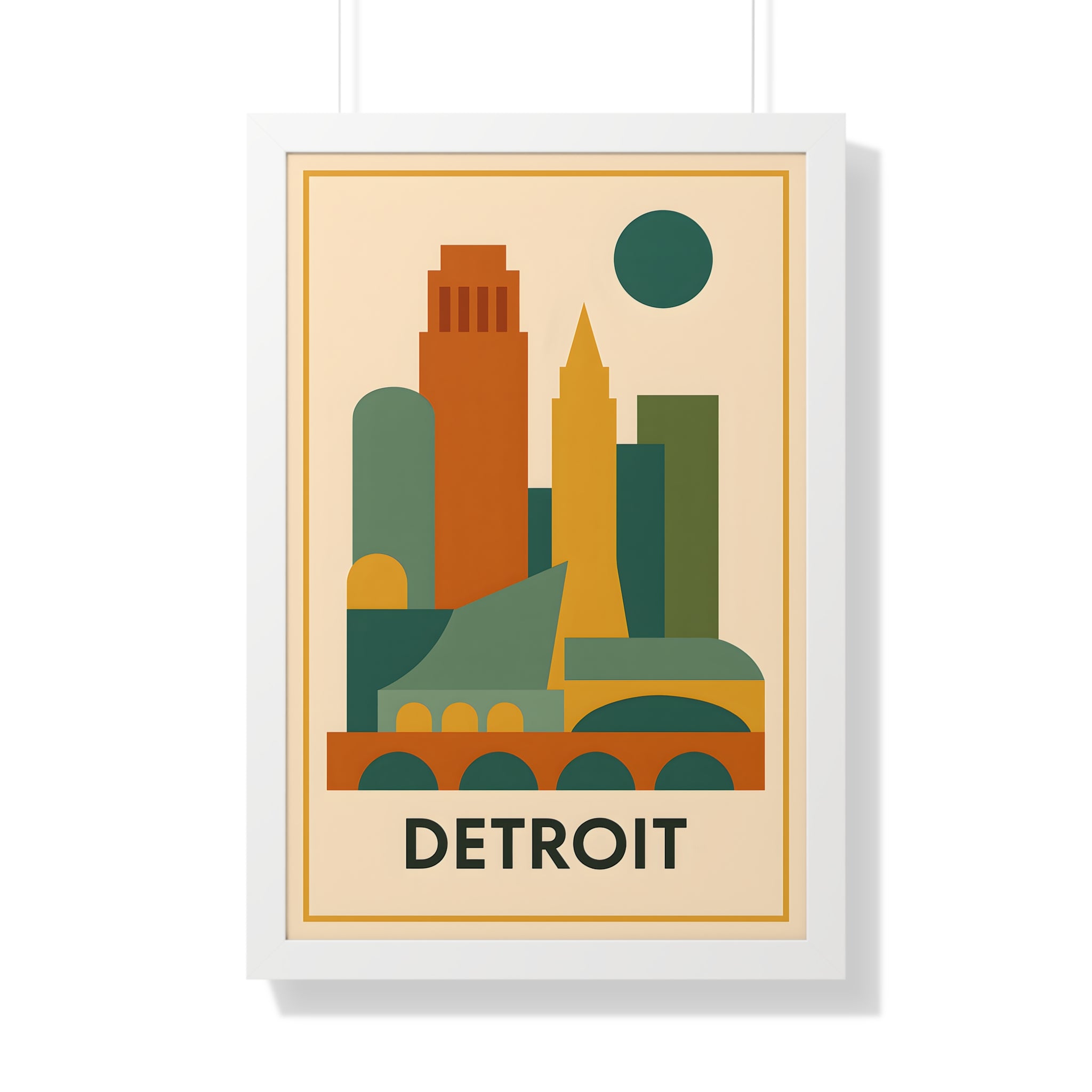 Detroit — Retro Skyline Print