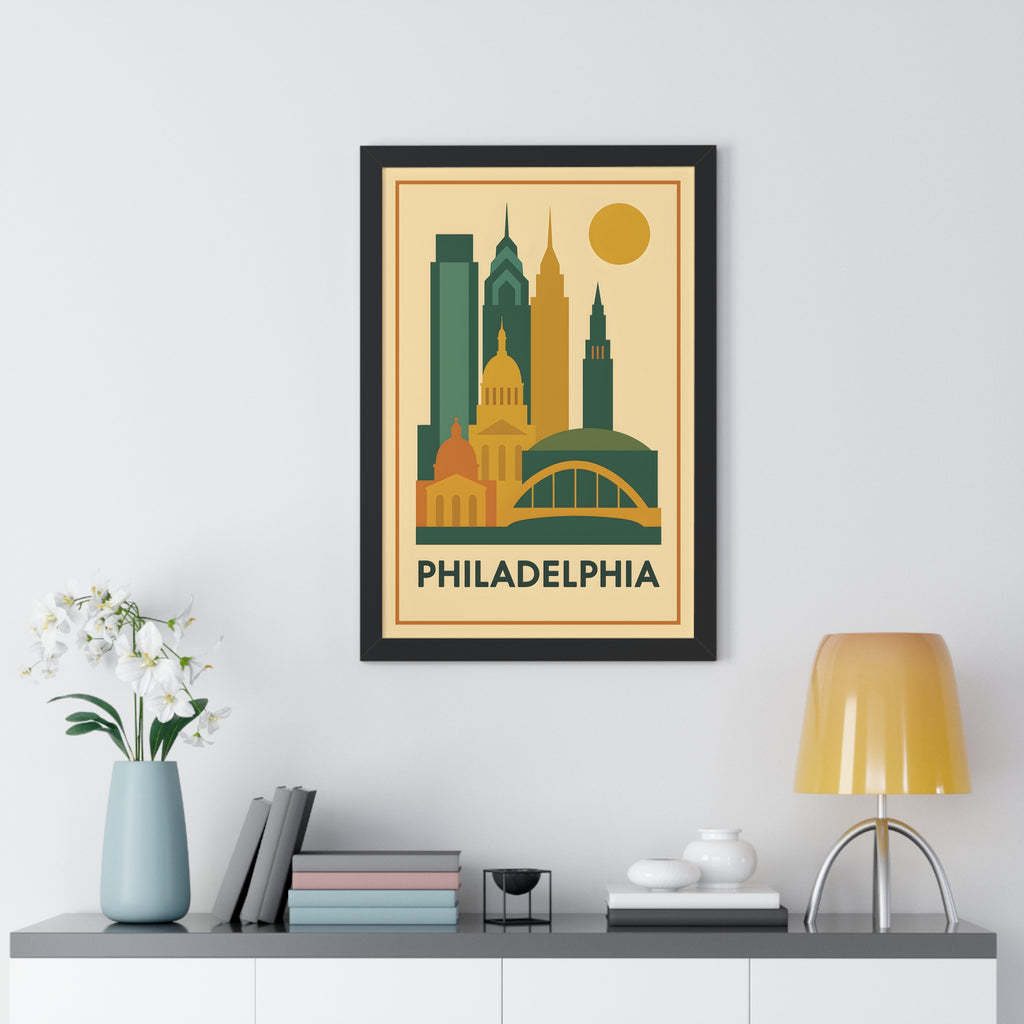 Philadelphia — Retro Skyline Print