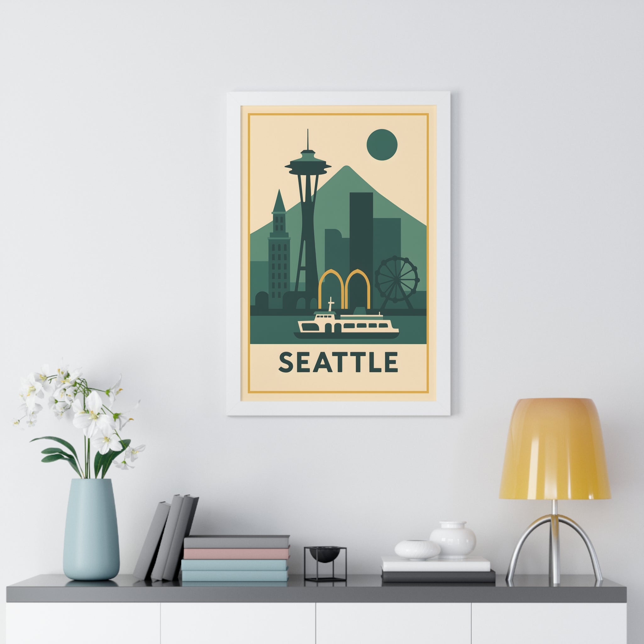 Seattle — Retro Skyline Print