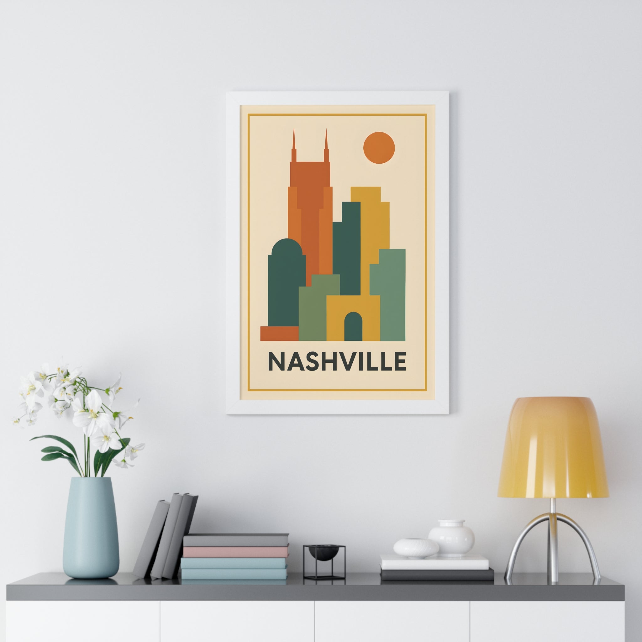 Nashville — Retro Skyline Print