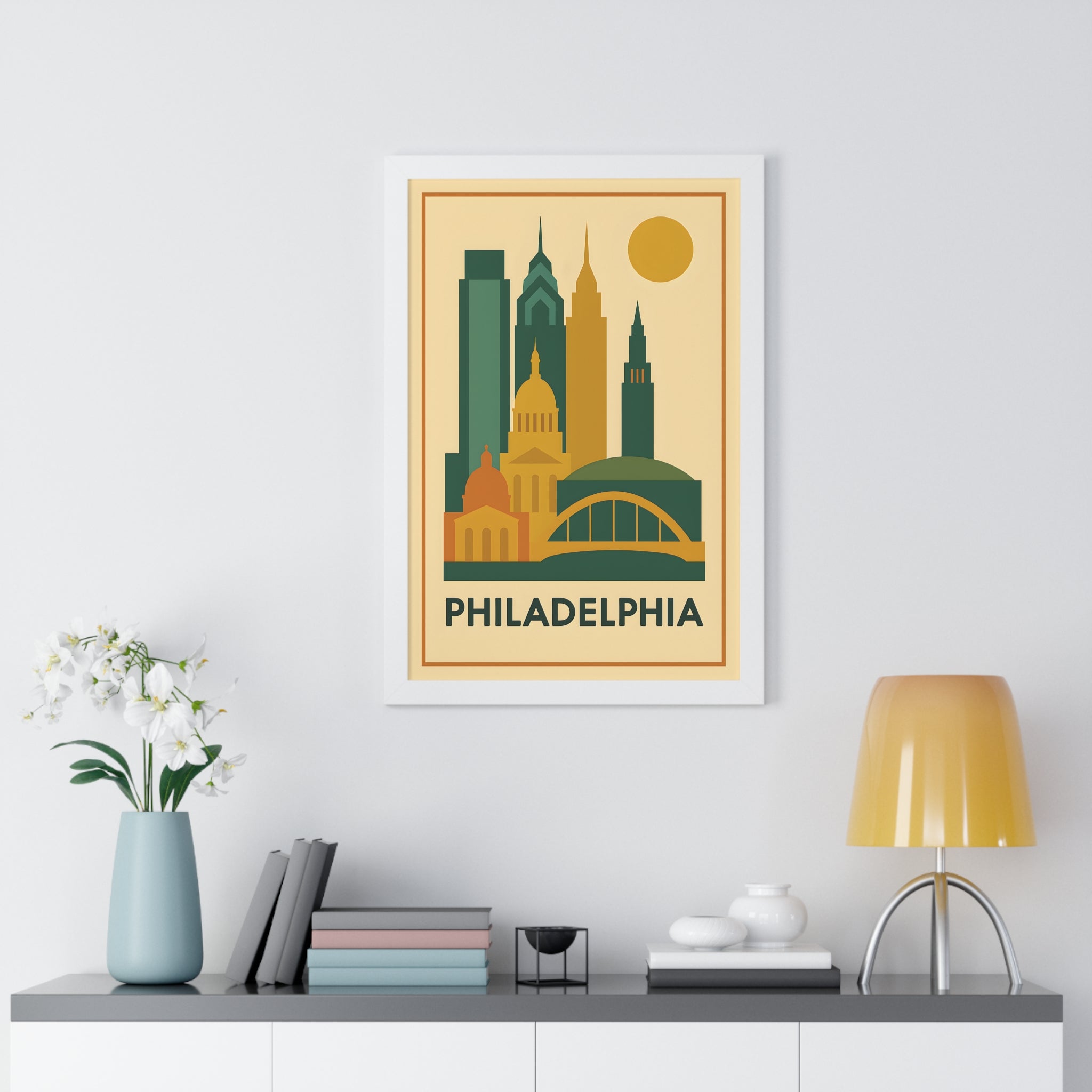 Philadelphia — Retro Skyline Print