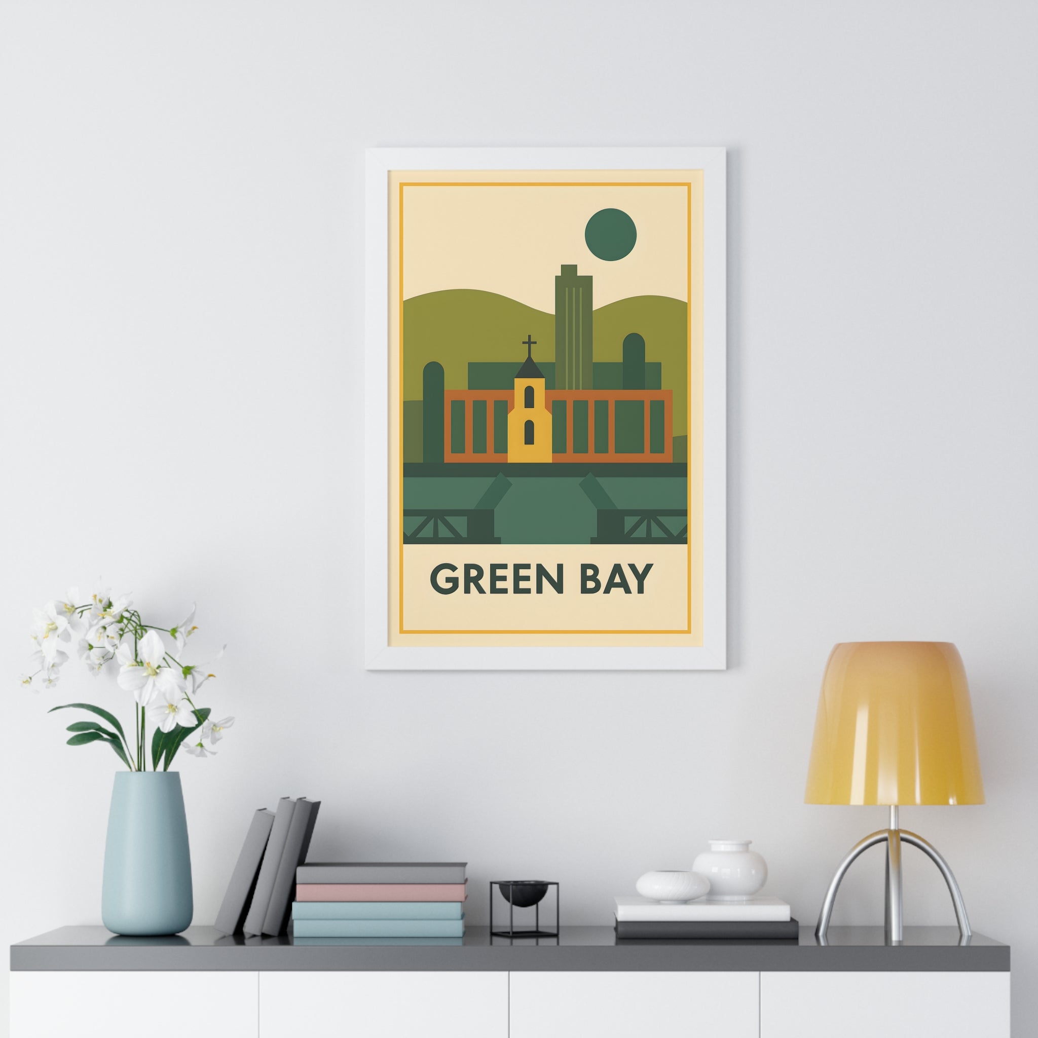Green Bay — Retro Skyline Print