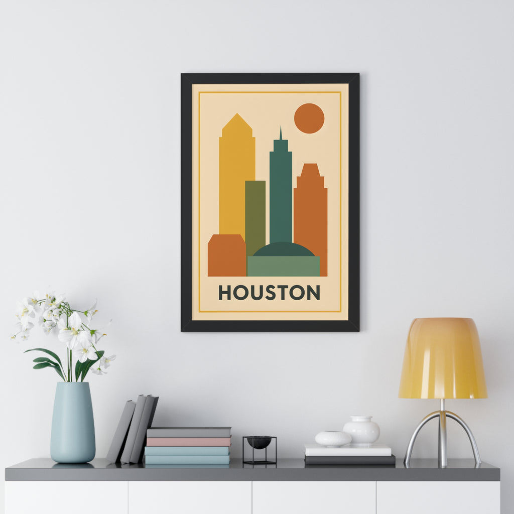 Houston — Retro Skyline Print