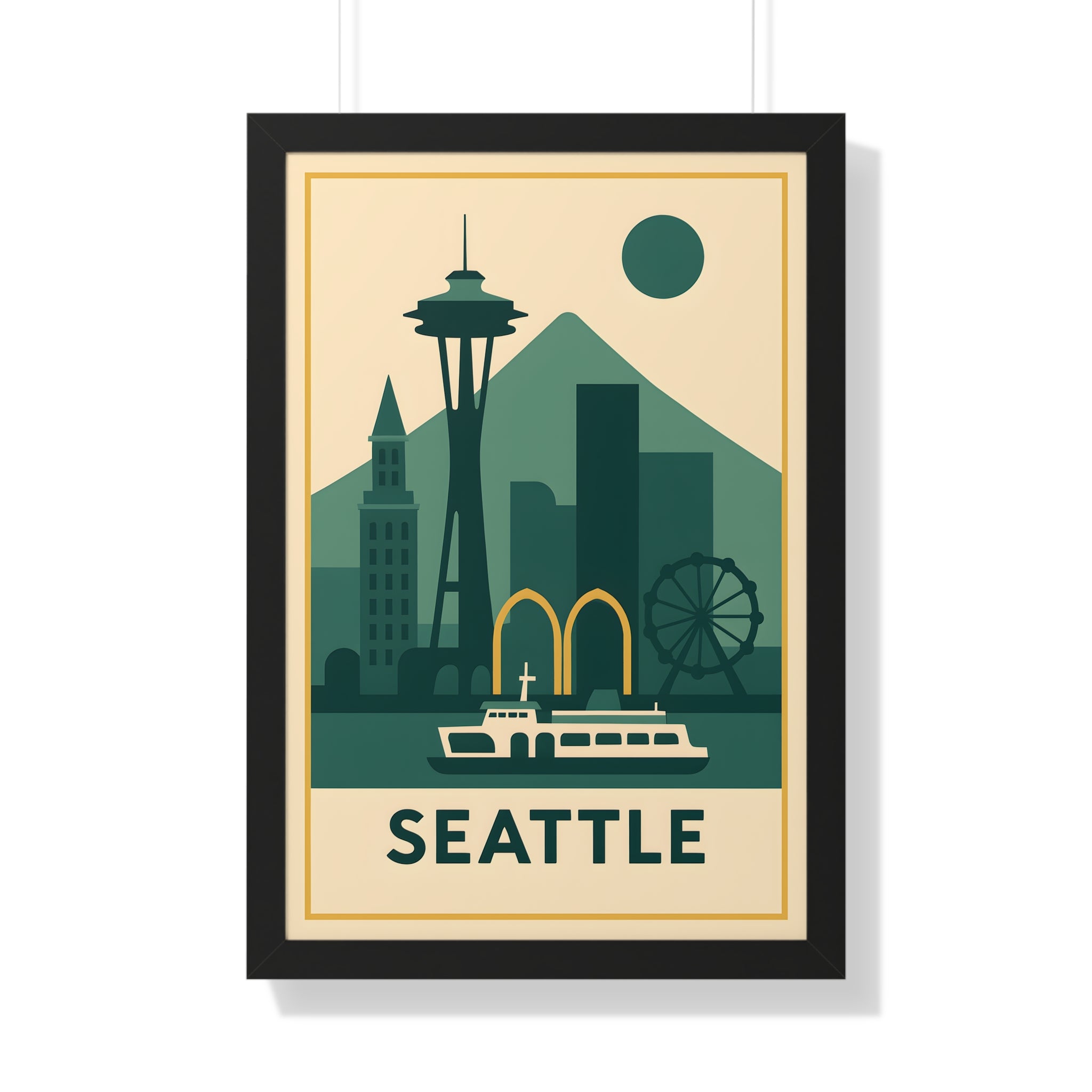 Seattle — Retro Skyline Print