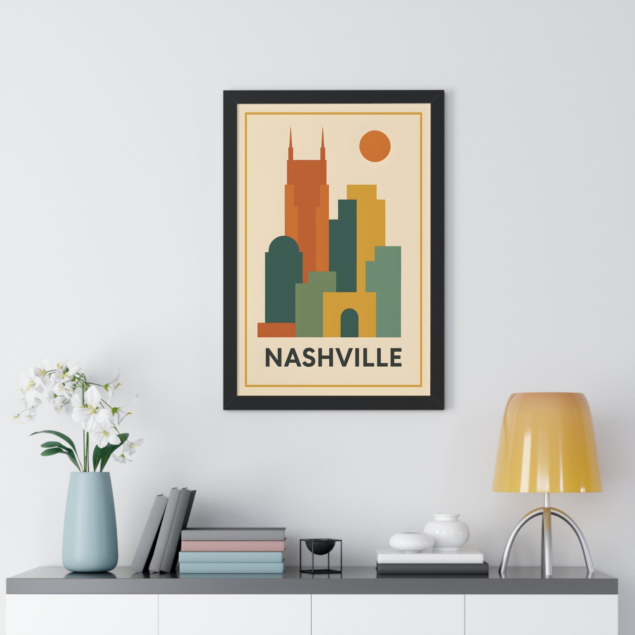 Nashville — Retro Skyline Print