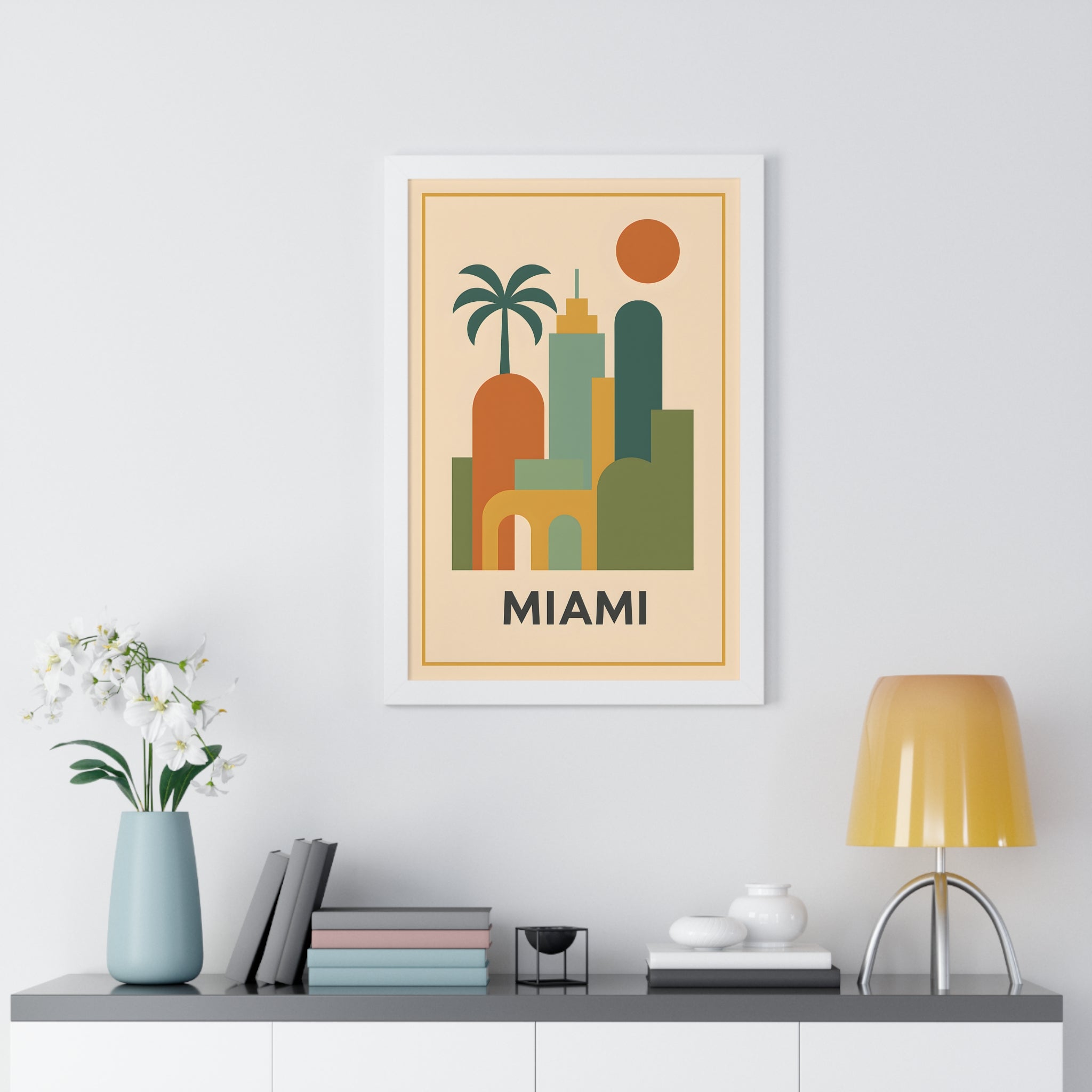 Miami — Retro Skyline Print