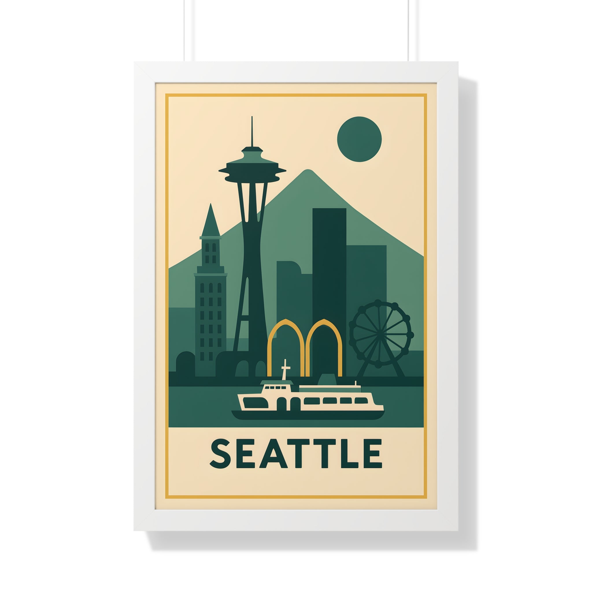 Seattle — Retro Skyline Print
