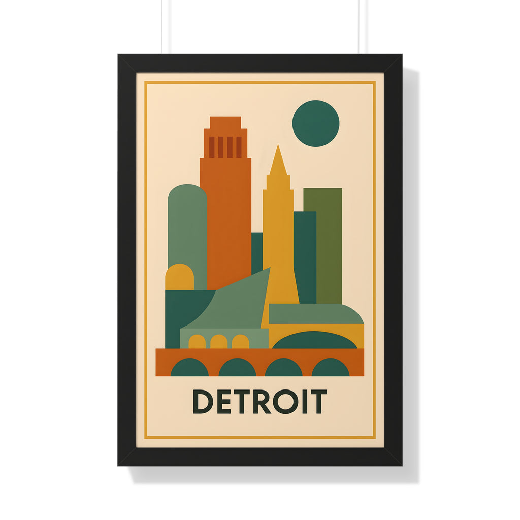Detroit — Retro Skyline Print