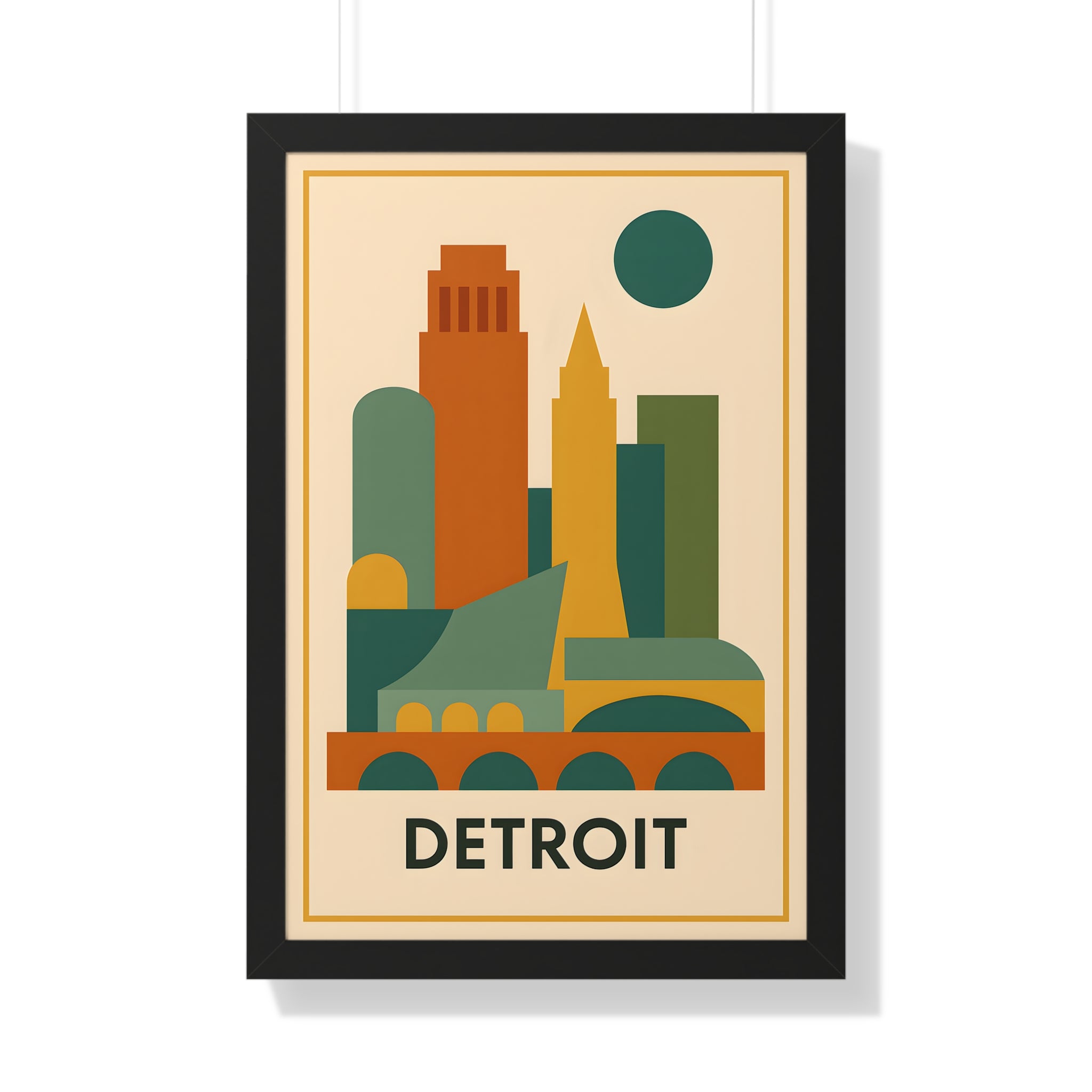 Detroit — Retro Skyline Print