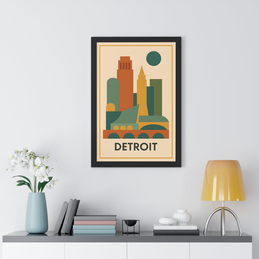 Detroit — Retro Skyline Print