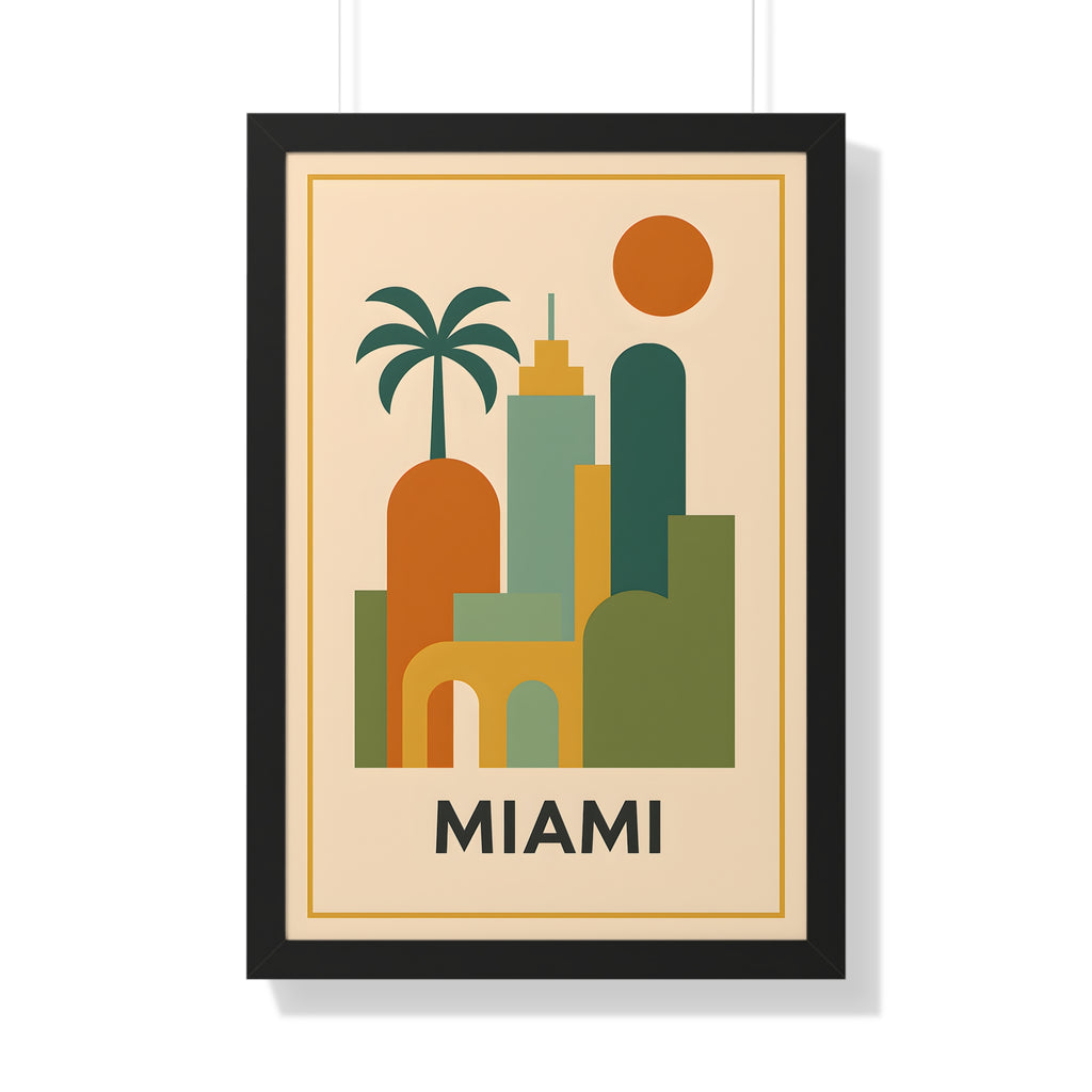 Miami — Retro Skyline Print