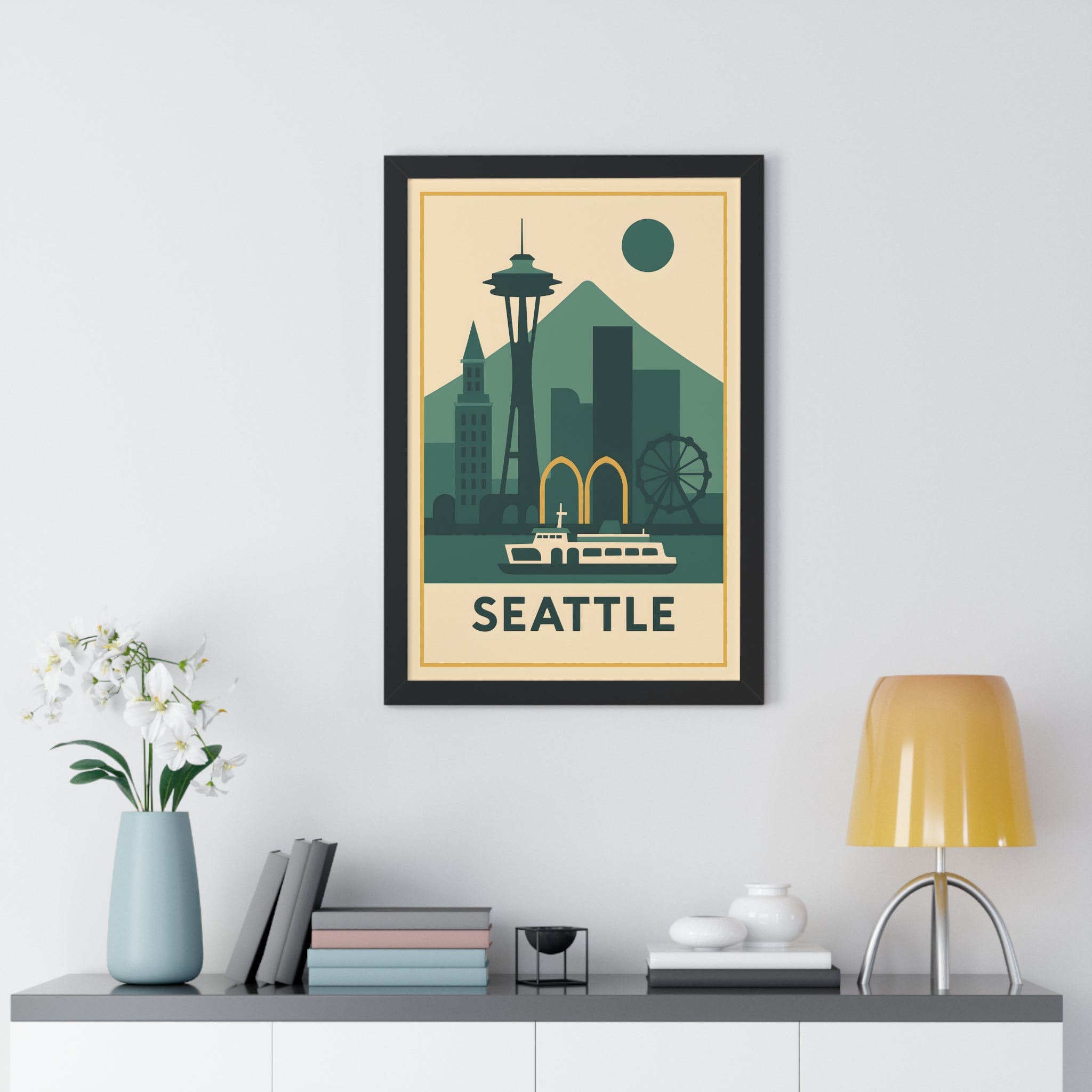 Seattle — Retro Skyline Print